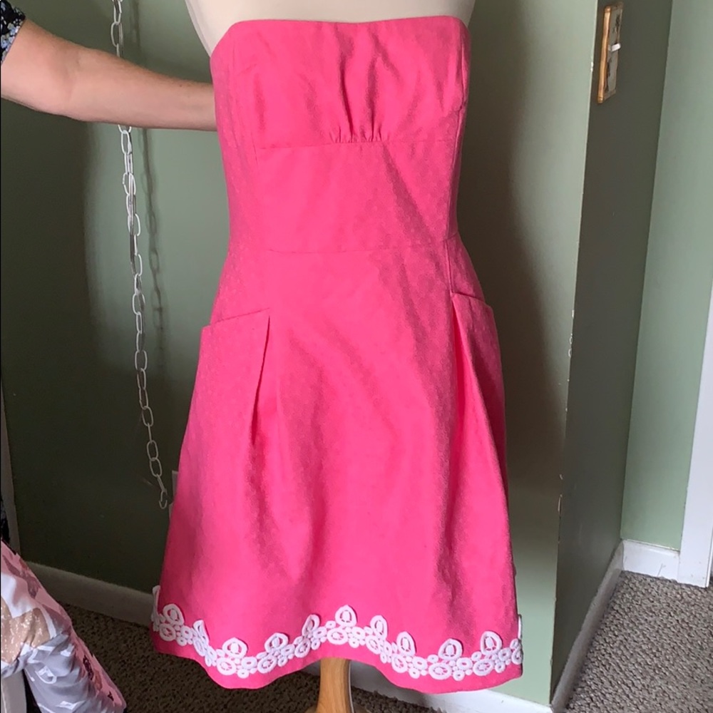 Lilly Pulitzer pink strapless dress